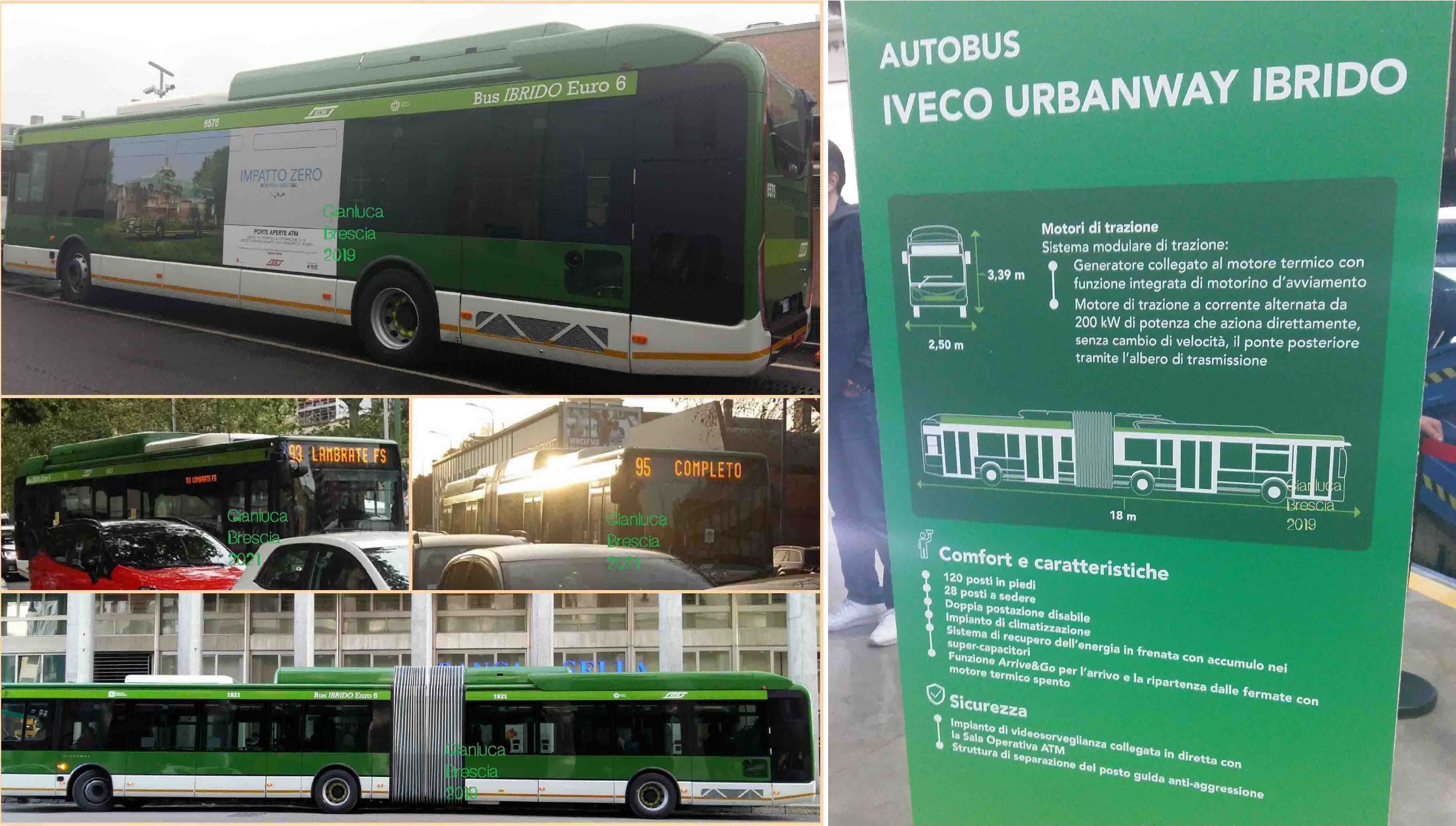 Figura 6: Gli autobus ibridi per le strade di Milano dal 2017 (Foto personali, 2019 e 2021)